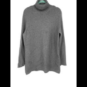 Tunic Ribbed Turtleneck Sweater Lagenlook Minimalist Modest Classic Gray Layer